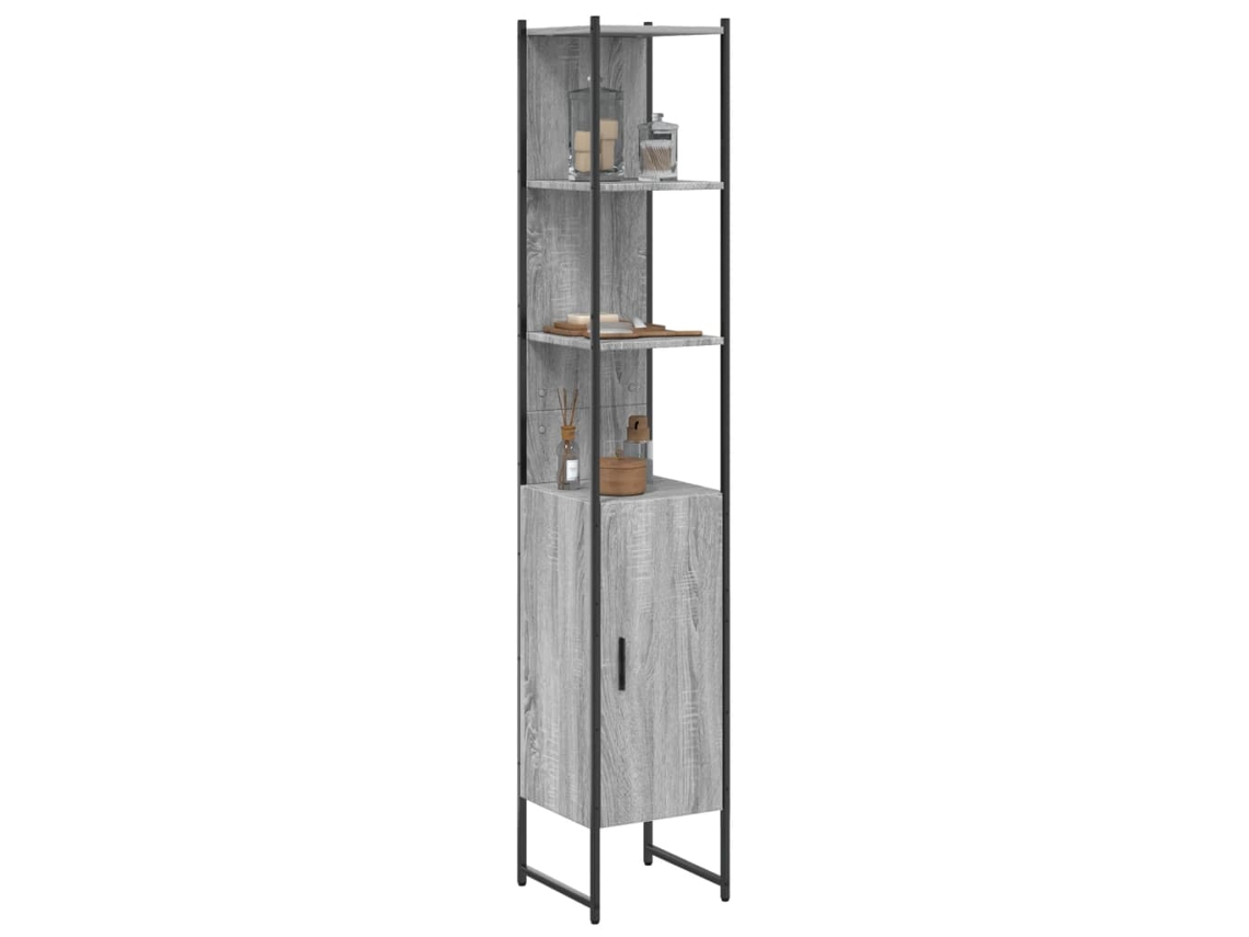 Vidaxl Armário Wc 33x33x185,5 Cm Derivados De Madeira Cinzento Sonoma