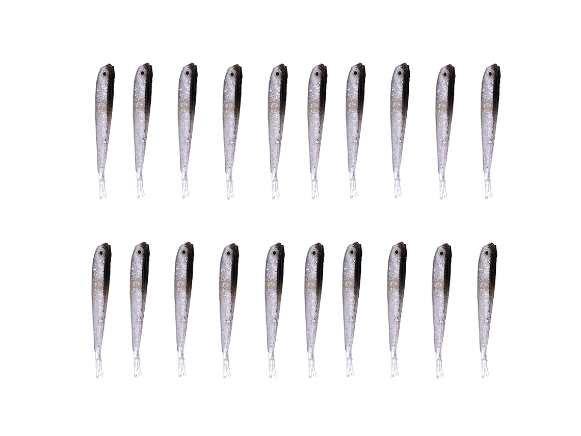 Bait Lure (realistic Fish Lure, Soft Worm Bait) Natural Gray Fish Color Fake Bait Soft Fish 20-pack