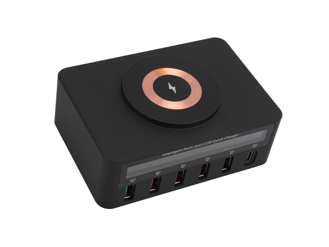 Carregador Sem Fio (6 Portas, Carregamento Rápido De 100w) Estação De Carregamento Magnética Multidispositivo Com Display Digital Multifuncional