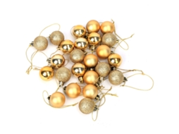 24pcs Bolas de Decoração de Natal Dourado Fosco Brilhante e Glitter | S/MARCA
