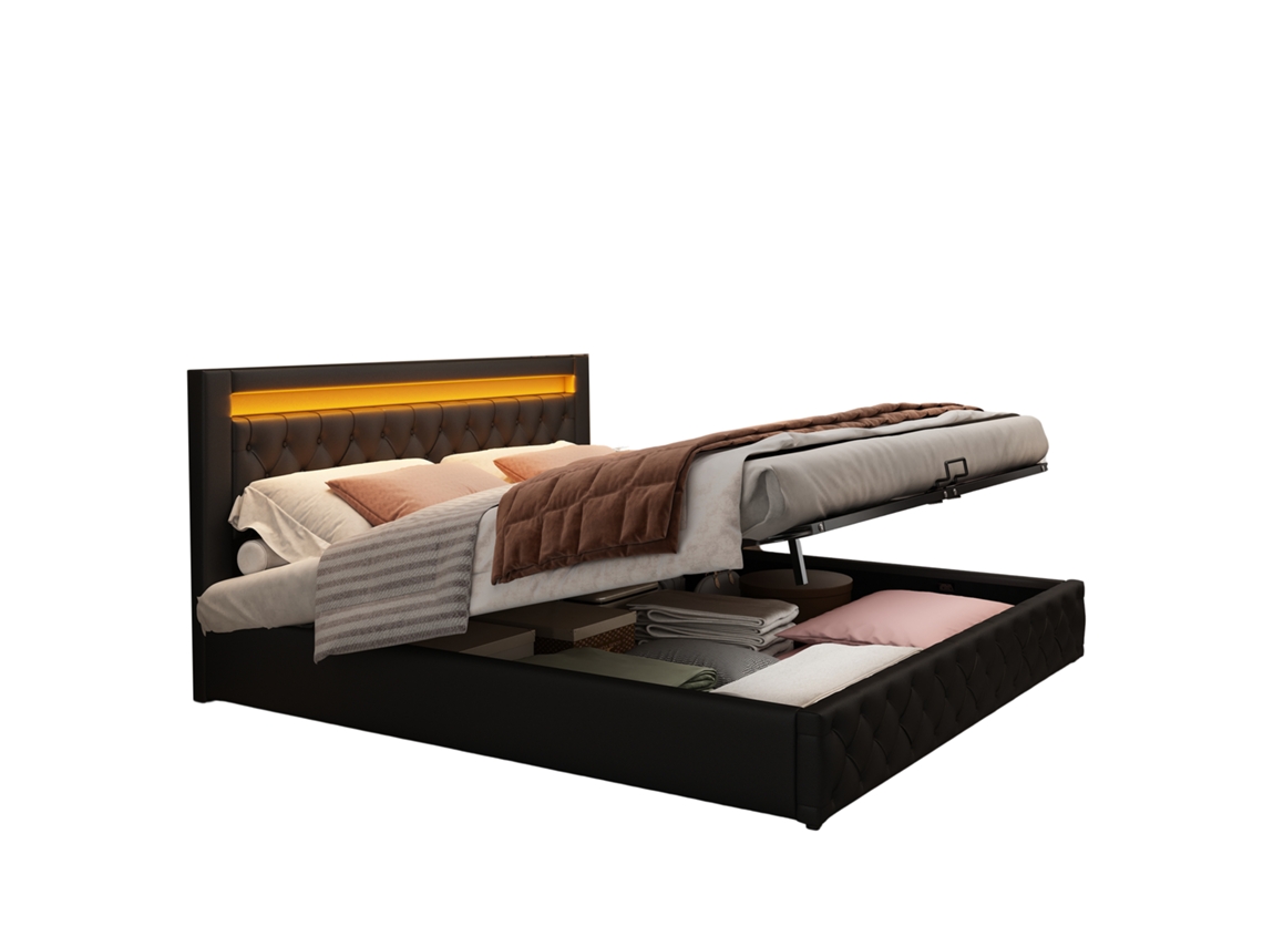 Cama Box 140x200 cm com Estrado, iluminação Led ORBITRA COMMERCE
