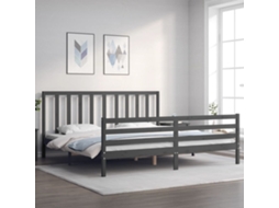 Vidaxl Estrutura De Cama Com Cabeceira 200x200 Cm Madeira Maciça Cinza