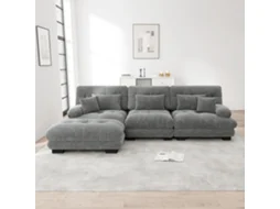 Sofá Modular Cloud Em L Cinza Com Ottoman E Assento Profundo