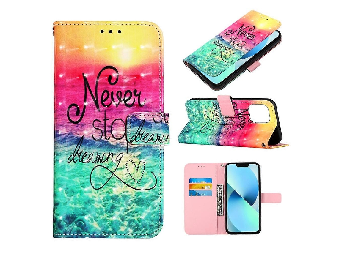Capa De Couro Flip Horizontal Com Pintura 3d Para Iphone 14 Plus