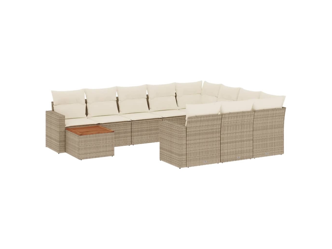 Maison Exclusive - 11 Pcs Conjunto Sofás De Jardim C/ Almofadões Vime Pe Bege