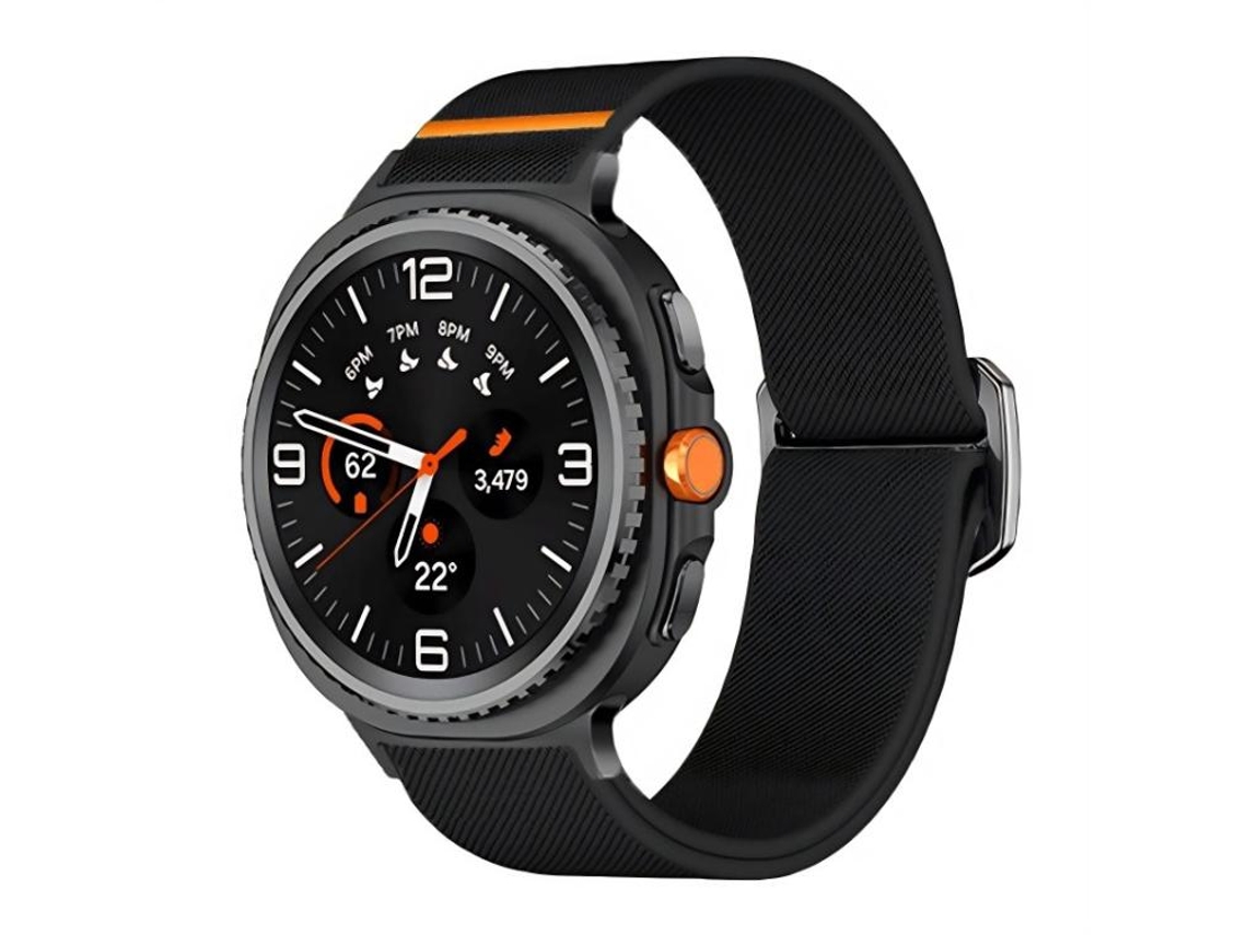 Bracelete Para Samsung Galaxy Watch 8/8 Classic - Nylon Elástico Com Fecho De Paraquedas Ajustável - Preta