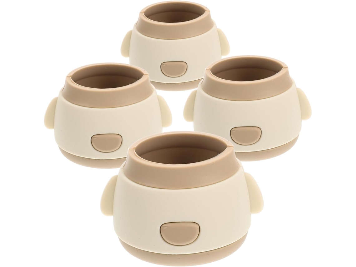Popetpop Conjunto De 4-protetores Silicone Para Pés Cadeira, Brancos, Em Formato Adorável, Para Pisos De Madeira