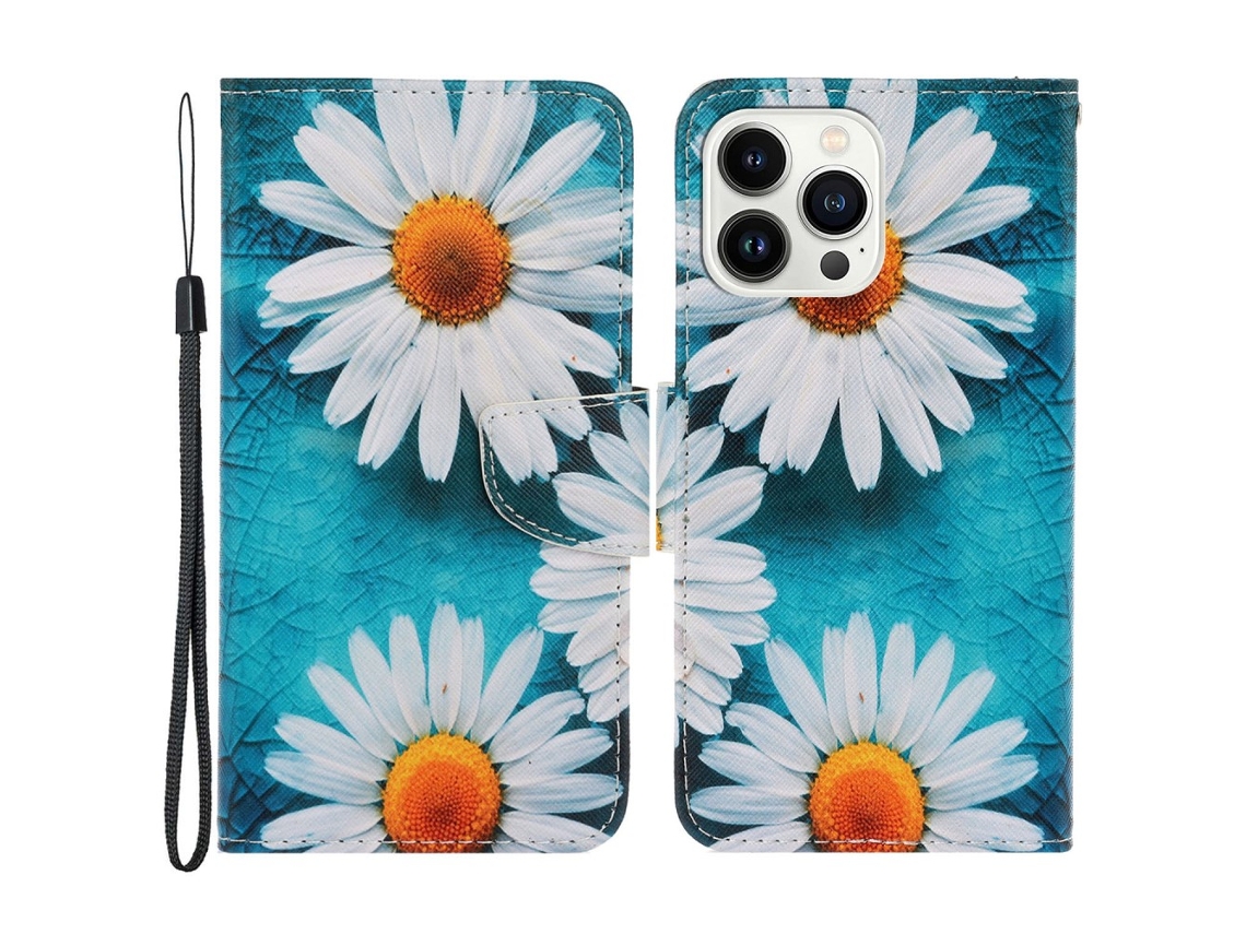 Capa Em Couro Pu Para Apple Iphone 16 Pro - Crisântemo