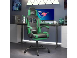 Vidaxl Cadeira Gaming C/ Apoio Pés Couro Artificial Preto E Verde