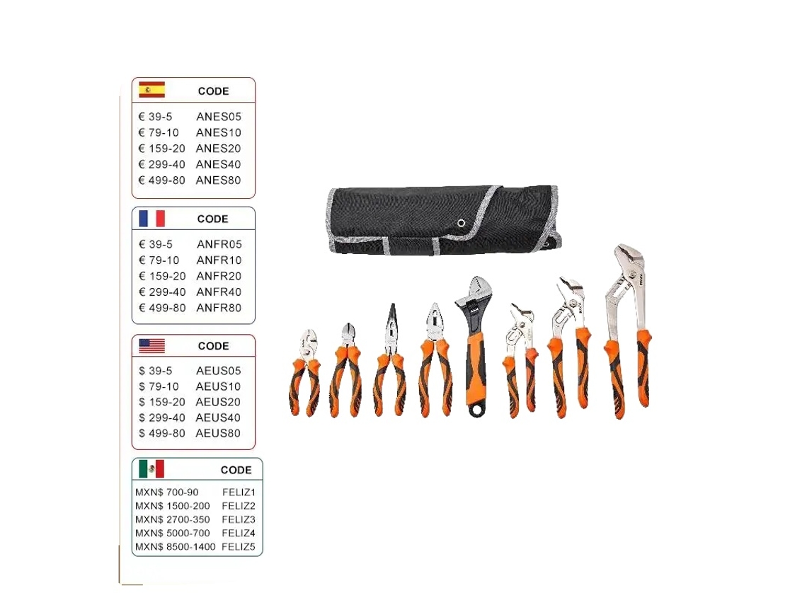 Conjunto De Alicates, Aço Carbono De Alta Qualidade, Alicates De Junta De Grooved E Alicates De Lineman Oem