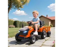 Tractor Elétrico De Passeio Com Comando À Distância, Arranque Suave, Crianças 3-8 Anos, Laranja