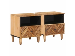 Conjunto 2 Mesa-de-cabeceira Vidaxl Castanho Madeira De Mangueira Maciça (50 X 33 X 60 Cm)