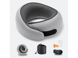 Travesseiro De Pescoço Portátil Em Formato U, Espuma Viscoelástica, Com Protetores Auriculares E Máscara Para Os Olhos, Cor Cinza. Aquaforge