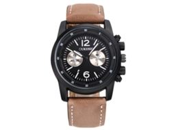 Relógio de pulso simples e elegante com pulseira de couro PU (marrom)