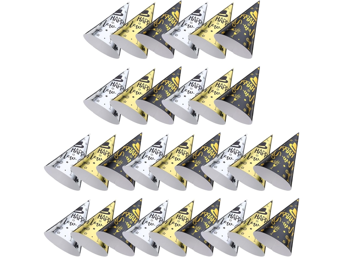 30 Chapéus de Papel para o Ano Novo, Feitos Cones Leves e Reutilizáveis, com Design CHABERLU