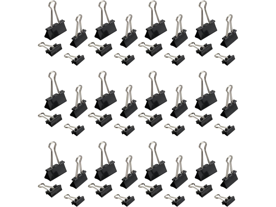 Conjunto de 120 prendedores metálicos vermelhos para organização de massas.