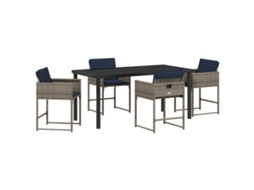 Conjunto 5 De Jantar De Jardim Com Almofadas Vidaxl Cinzas De Rattan Poliéster