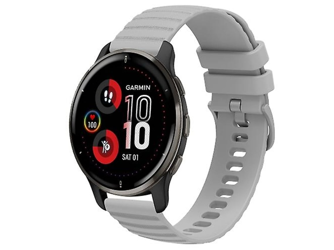 Lurelia Pulseira Garmin Venu 2 Plus 20mm Padrão Wave Dot Cor Sólida Silicone Cinza