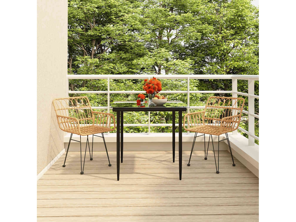 Vidaxl 3 Pcs Conjunto De Jantar Para Jardim Vime Pe