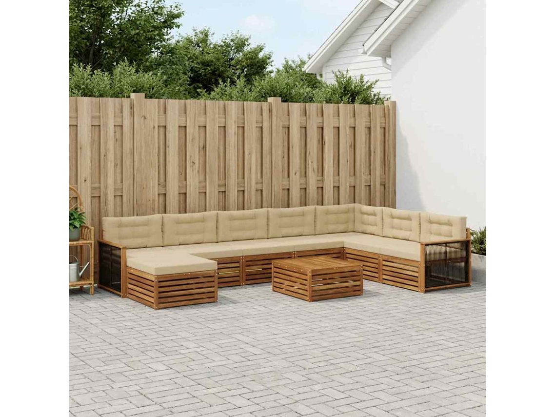 Vidaxl Conjunto De Sofás Para Exterior 9 Unid. Natural E Bege