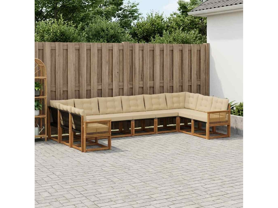 Vidaxl Conjunto De Sofás Para Exterior 10 Pcs Natural E Bege