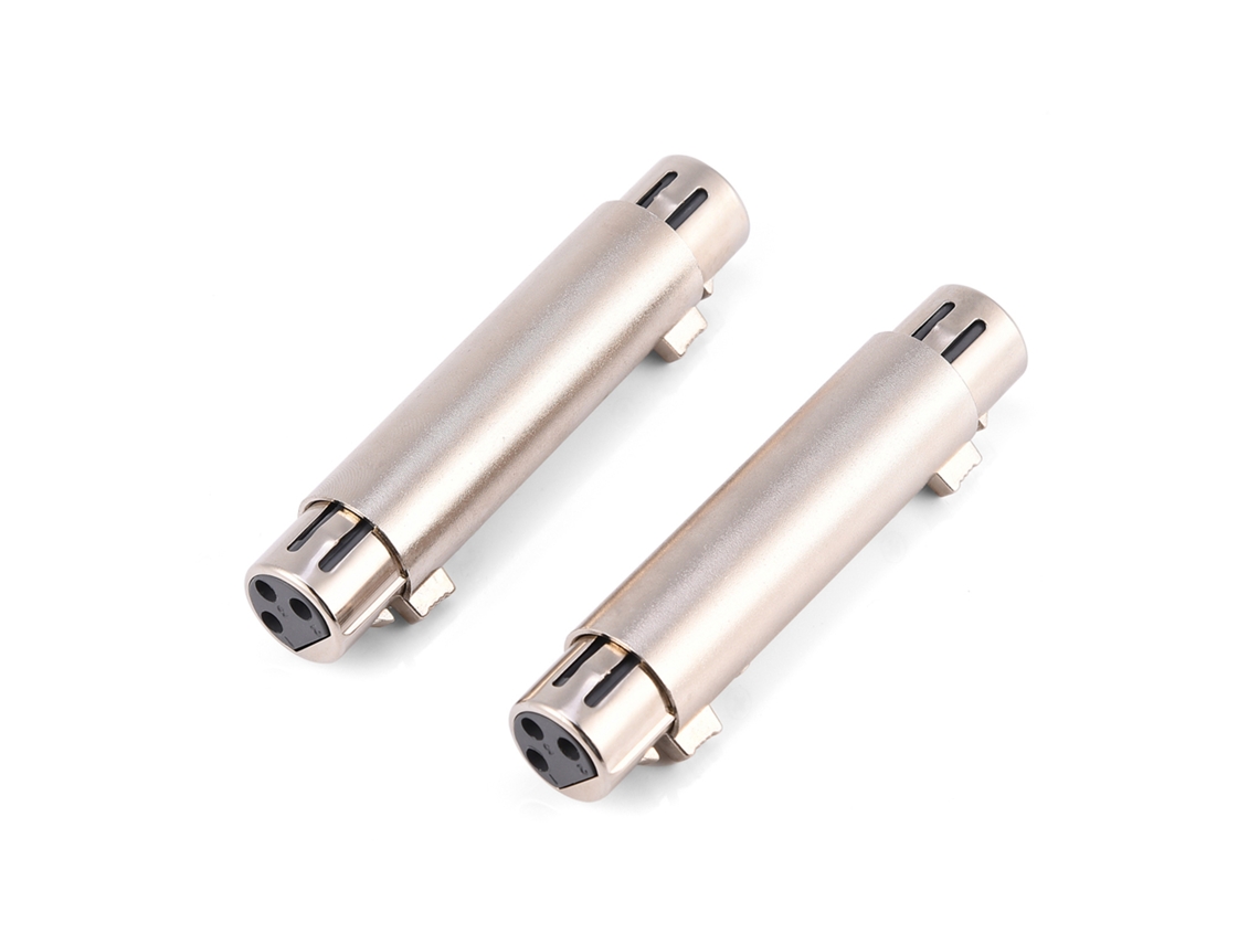 2 Adaptadores Conector Xlr Fêmea Para Fêmea Para Microfone Áudio 3 Pinos