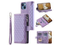 Capa Pega Para Iphone 15 Plus Pele Sintética Roxo