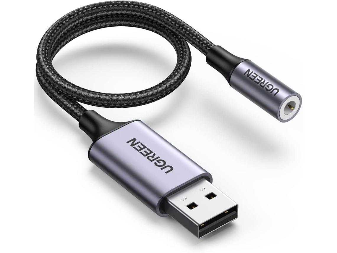 Adaptador USB para conector de 3,5 mm, placa de som USB externa para fones de ouvido, microfone e alto-falantes. Compatível com plug and play.