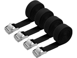 Kit Com 4 Cintas De Amarração 2 M X 20 Mm, Com Cinta De Aperto E Fivela, Para Motocicleta E Carro, 500 Kg/unidade, Cor Preta