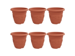Conjunto 6 Jardineira De Flores Vidaxl Vermelho Plástico (ø 34 X 28 Cm)