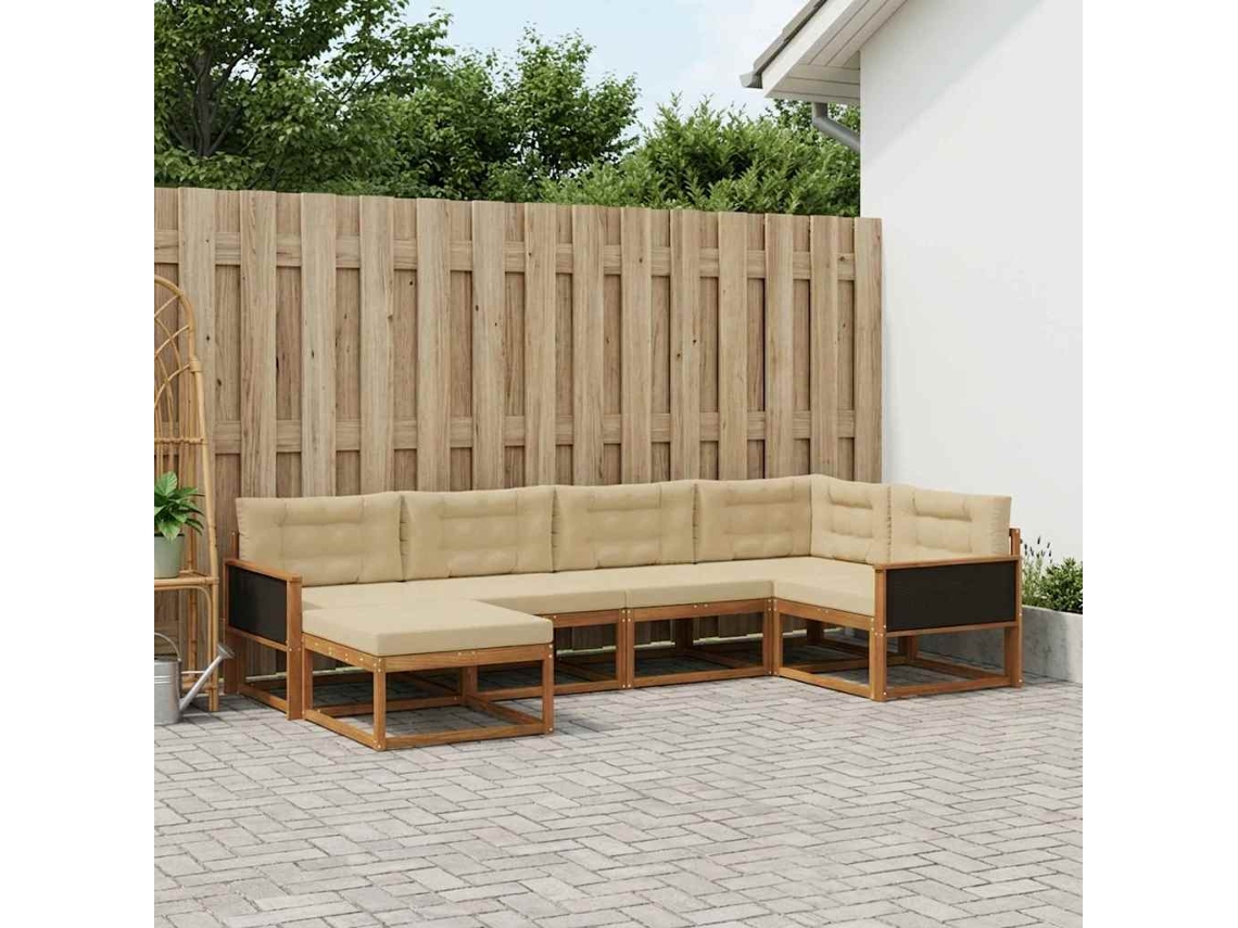 Vidaxl Conjunto De Sofás Para Exterior 6 Unid. Natural E Bege