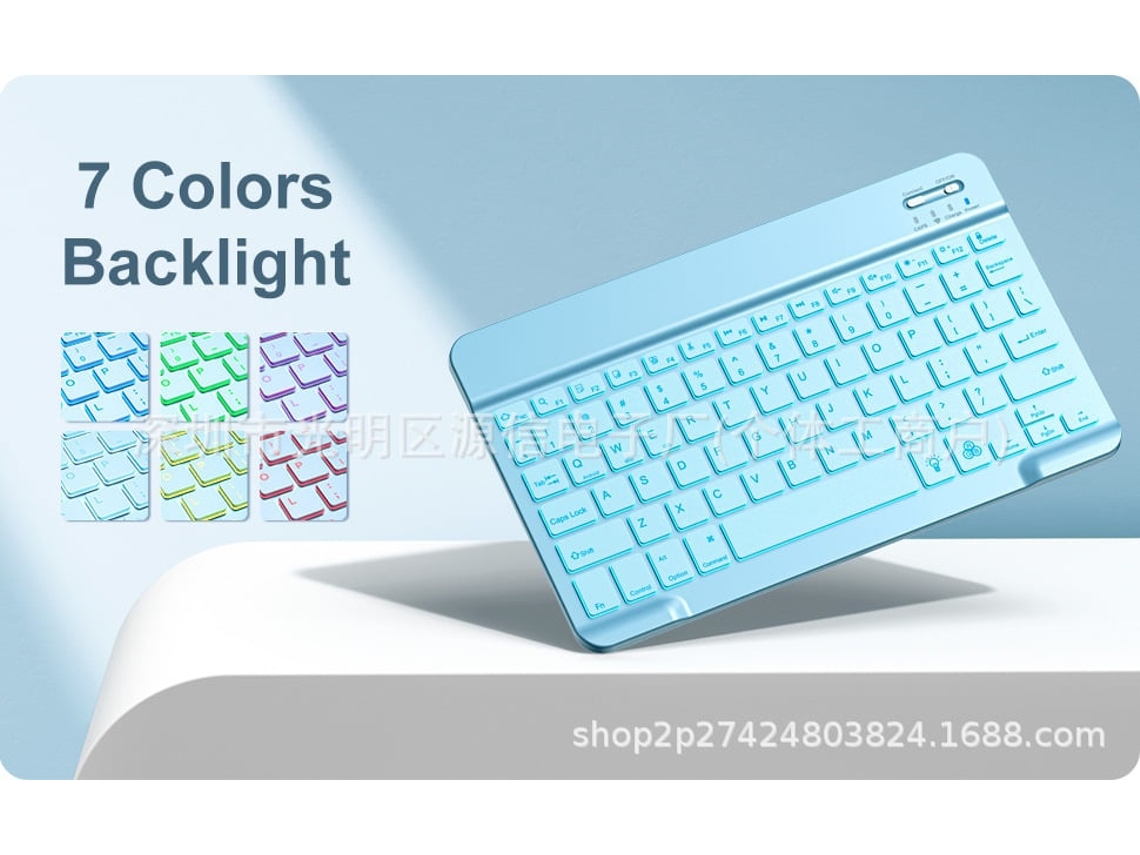 Capa Com Teclado Para Tablet Lurelia, Para I Pad 10.2/10.5 Com Luz De Fundo Esfumaçada E (7ª/8ª/9ª Geração/air3/pro 10.5, Azul, Teclado Bluetooth
