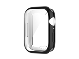 Capa Protetora Completa HALINUI TPU Transparente Antichoque com Película para Apple Watch Series 8/7 45mm Preto