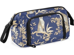 Estojo Grande com Compartimento para Lápis, Estampa de Leopardo, Azul/dourado, Ideal Meninos. 24 X 9,5 15 Cm