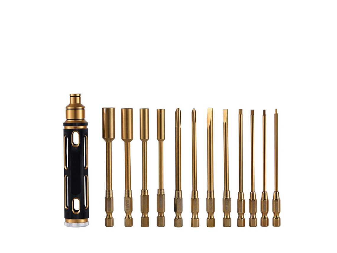 Conjunto de 12 chaves hexagonais Phillips Fenda de 1,5/2/2,5/3/4/5,5 mm para modelismo RC. MDUG