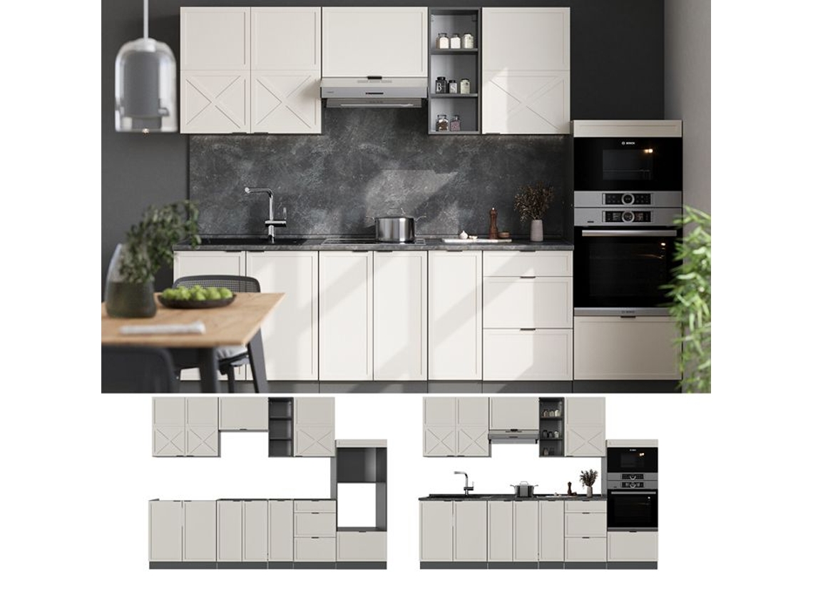 Fama Da Cozinha Line, 280cm Sem Pt, Cinzabeige/antracite, Antracite, Vicco