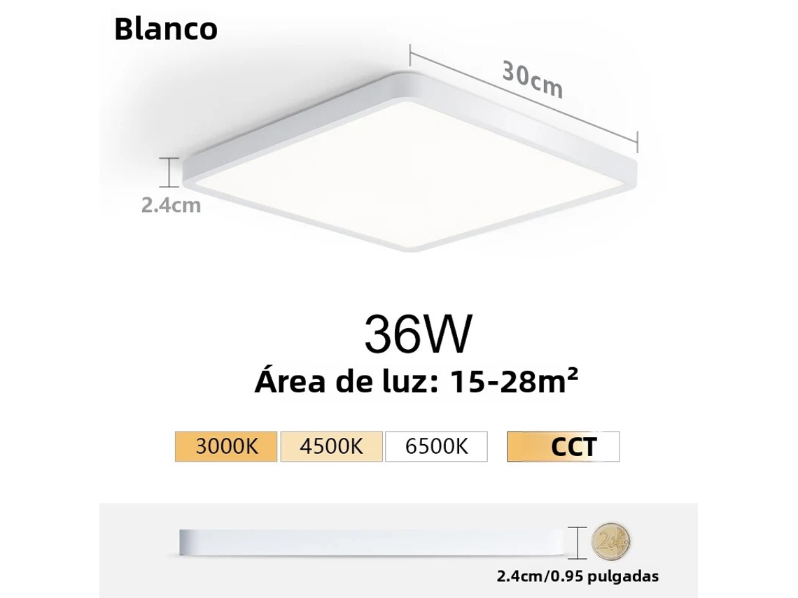 Luminária De Teto Led Ultrafina De 2,4 Cm (branco Quente, 36 W) Com Design Que Imita Madeira.