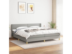Vidaxl Cama Com Molas/colchão 200x200 Cm Tecido Cinza-claro