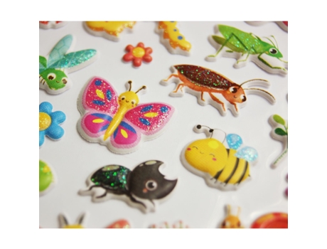 Adesivos Reutilizáveis ??- Relevo 3D Insetos Fofos Glitter GLOBAL GIFT