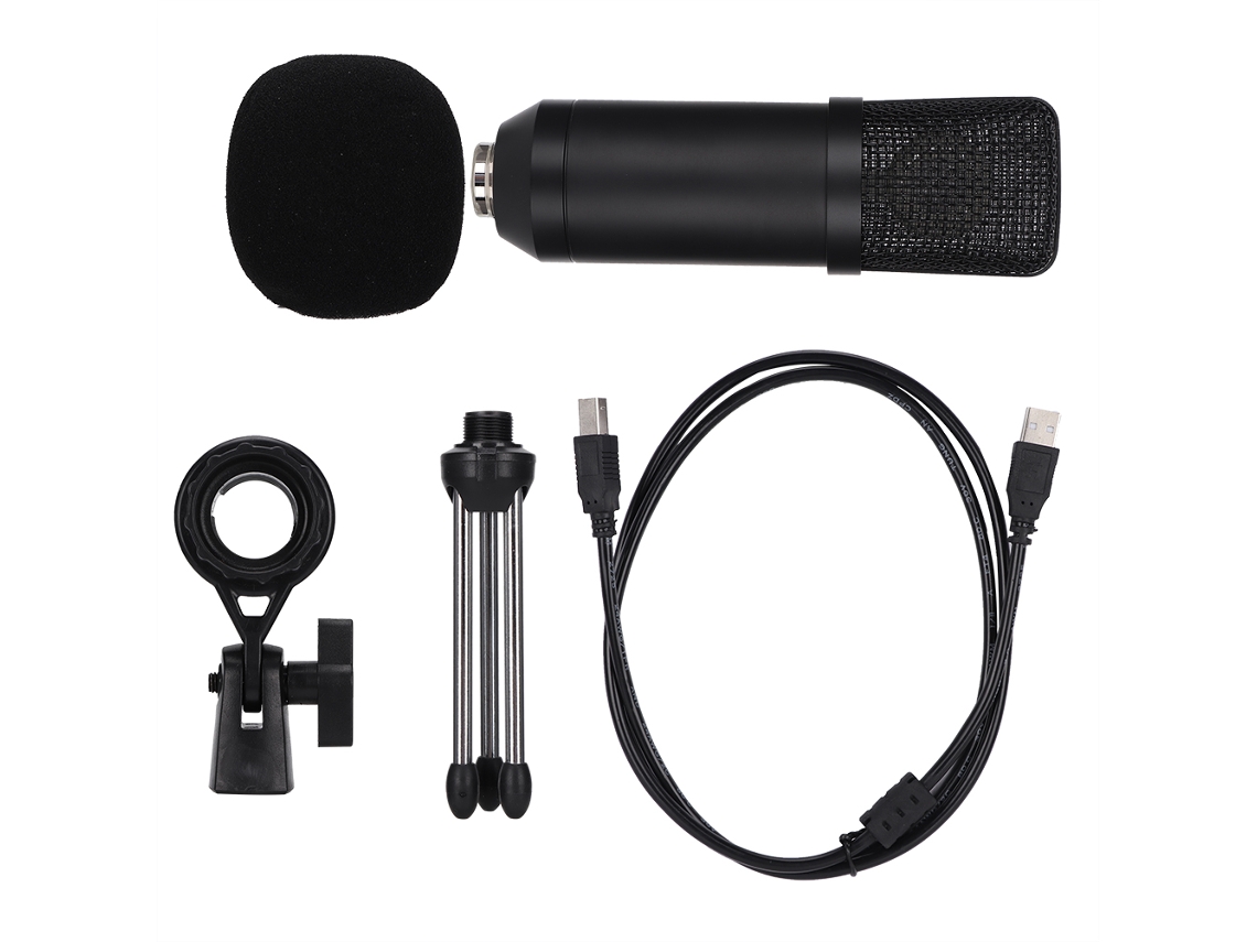 Microfone Condensador Usb Portátil Com Suporte De Tripé Para Pc Laptop Preto