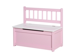 Caixa De Brinquedos Infantil Com Tampa Dobrável E Dobradiças De Segurança, 60x30x50cm, Banco De Armazenamento Rosa