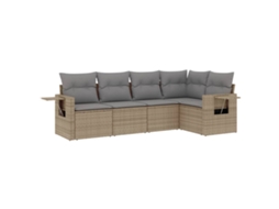 Conjunto de 5 Sofás para Jardim com Almofadões Vime Pe Bege MAISON EXCLUSIVE (5 pcs)