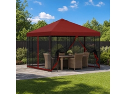 Vidaxl Gazebo De Jardim Com Laterais 3 X 3 M Borgonha Poliéster E Aço