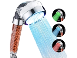 Conjunto de chuveiro portátil com 3 modos de cor, filtro substituível e LED de alta pressão.