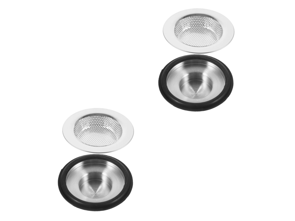 Conjunto Com 2 Filtros De Pia Em Aço Inoxidável E Protetor De Ralo.