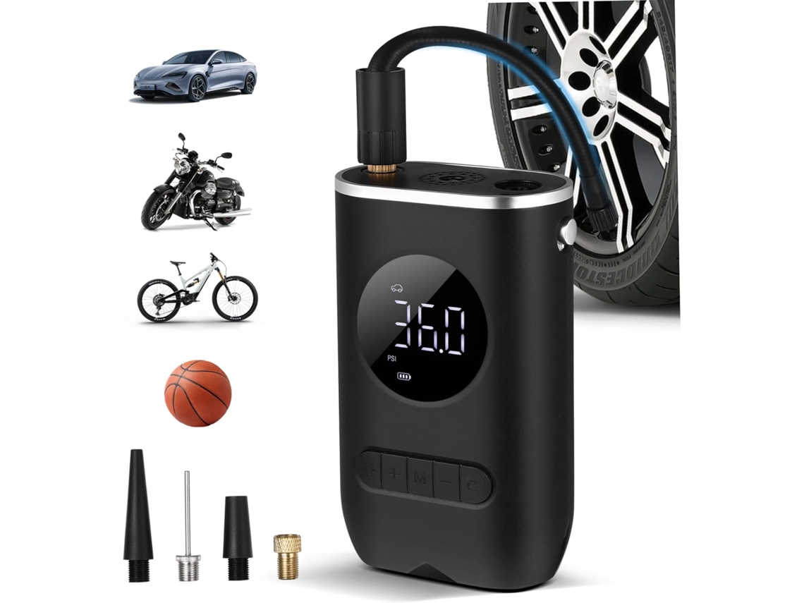 Inflador De Pneus Elétrico Com Visor Digital, Compressor De Ar Portátil Para Mini Carros E Balões.