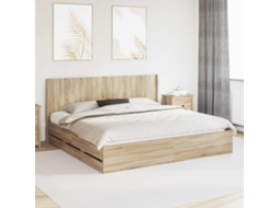 Vidaxl Estrutura De Cama Com Armazenamento E Cabeceira Carvalho Sonoma