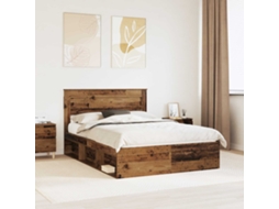 Vidaxl Estrutura Da Cama Com Cabeceira Madeira Antiga 140 X 190 Cm