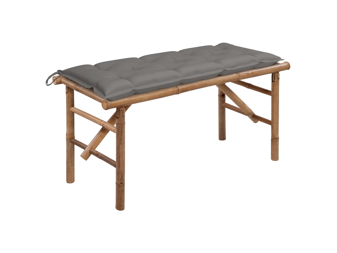 Vidaxl Banco De Jardim Dobrável Com Almofadão 118 Cm Bambu