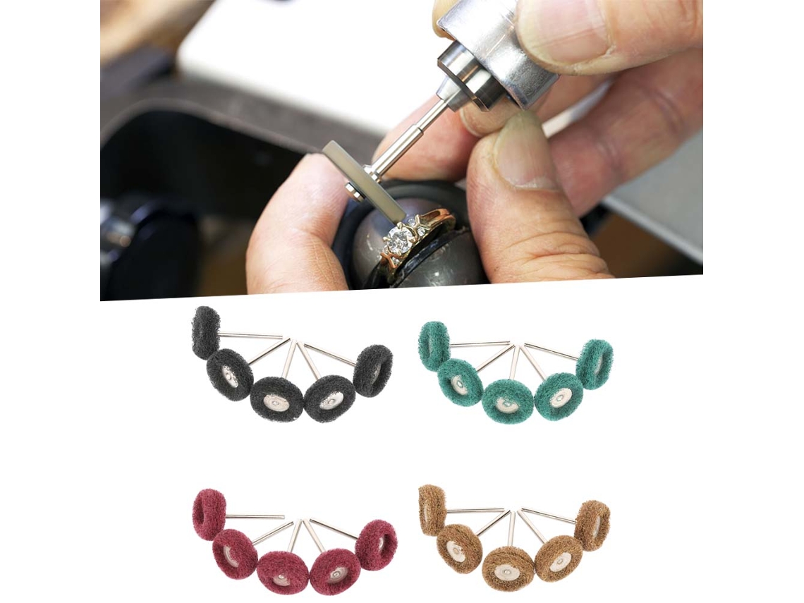 Kit com 20 discos abrasivos de 25 mm para lixar, polir e dar brilho, com escova para rodas.